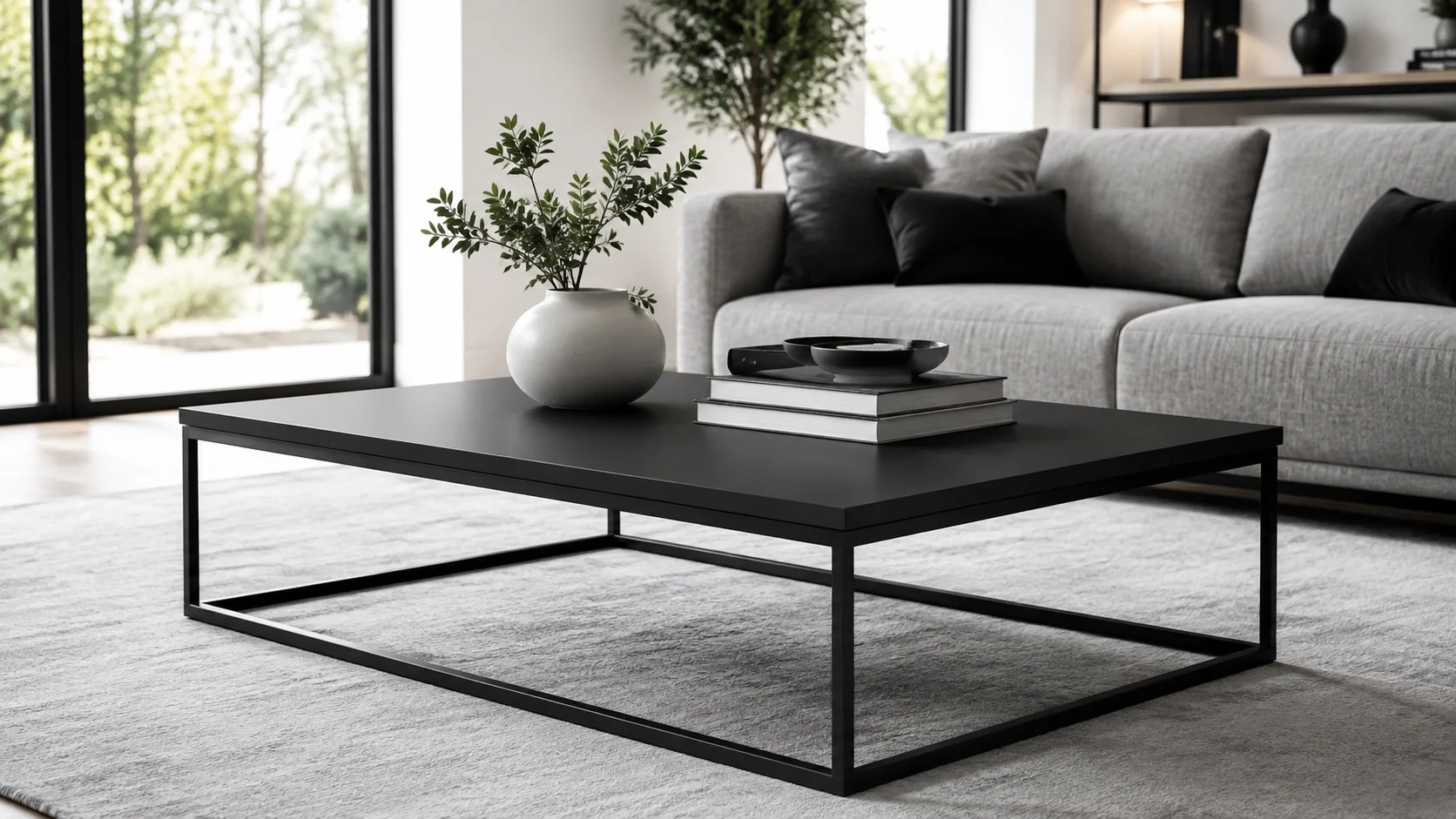 Black Coffee Table - Bold elegant centerpiece for modern living rooms