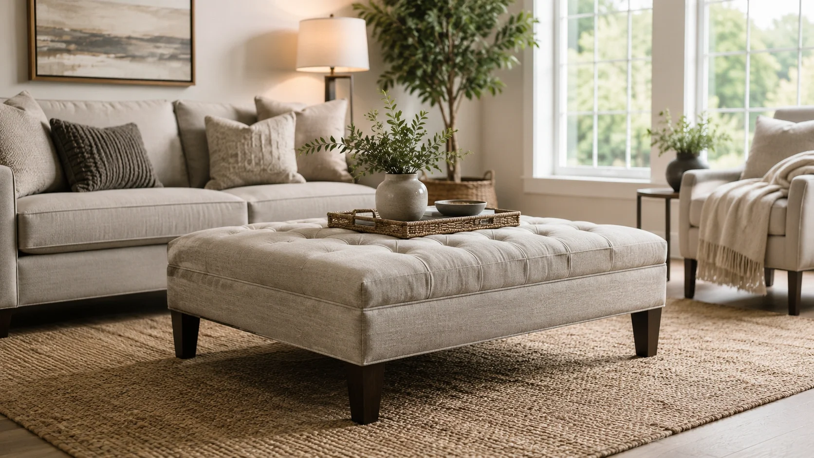 Ottoman Coffee Table - Versatile comfort with upholstered design